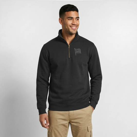 Quarter-Zip-Pullover • Fahne - Schwarz