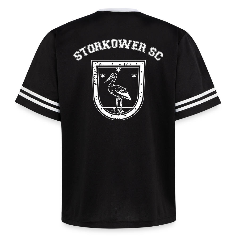 Retro-Mesh-Shirt "High School" - Schwarz/Weiß